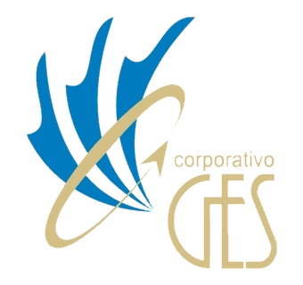 Logotipo oficial de Corporativo GES en tonos azul y dorado.