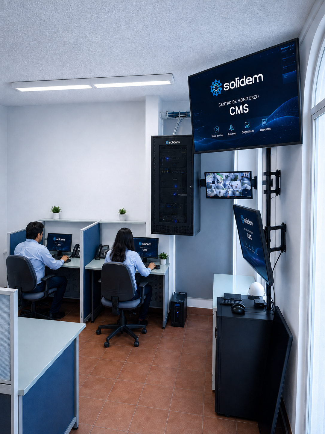 Centro de Monitoreo SOLIDEM con personal supervisando sistemas y videovigilancia