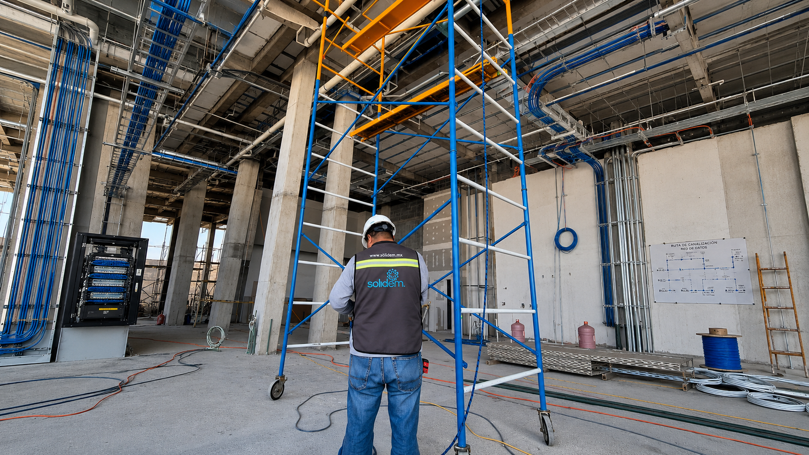 Especialistas coordinando instalaciones técnicas dentro de un proyecto arquitectónico